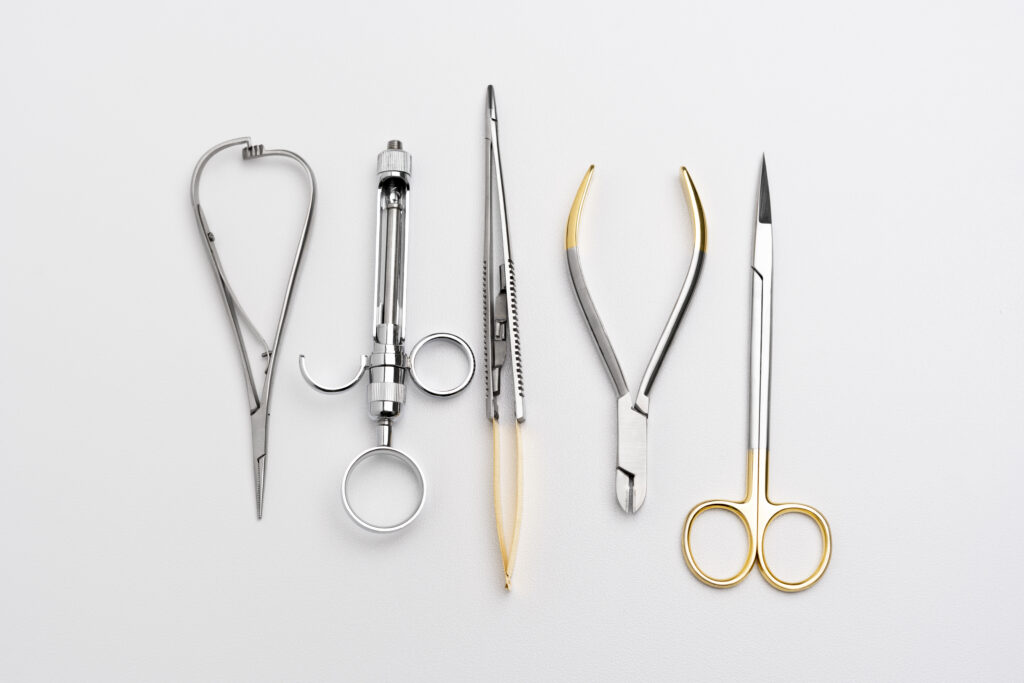 close up dentist instruments