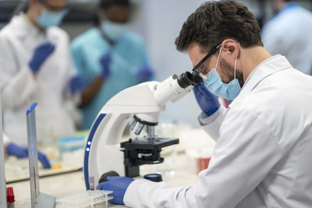 doctor performing medical research lab
